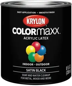 K05613007 Krylon Colormaxx Brush-on Satin Black 1/2 Pint