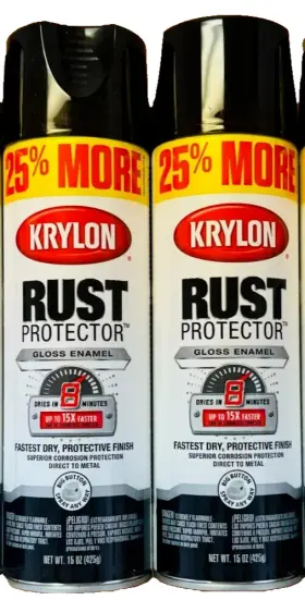 K07512000 Krylon 2 Pack Rust Protector Gloss Enamel 15 Oz. Black Multi-surface