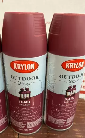 K09327000 Krylon Nos 2-pack Lot Outdoor Decor Satin Spray Paint Dahlia Burgundy 12oz