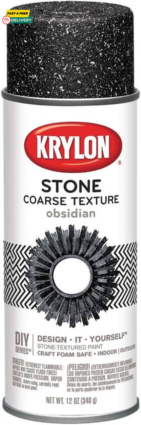 Krylon K18212 Coarse Stone Texture Finish Spray Paint Obsidian 12 Ounce