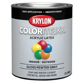 Kdq5644 Krylon Colormaxx Brush-on Gloss Pewter 32 Fl Oz Pack Of 1 Gray