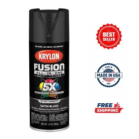 Vh1010 Krylon Fusion All-in-one Spray Paint Matte Black 12 Oz