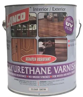 Lanco 703158634850 1 Gallon Polyurethane Varnish. Clear Satin Uv Filter. Scratch Resistant