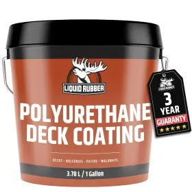 Liquid Rubber 628421150434 Smooth Polyurethane Deck Coating - 10x Stronger Than Paint Waterproof Solar