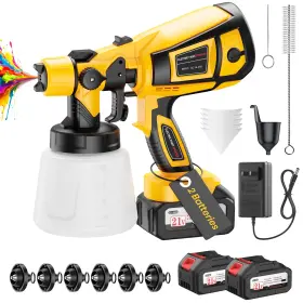 Pqq01-yellow Luderignite Cordless Paint Sprayer With 650w Powerful Copper Motor Gun Wit