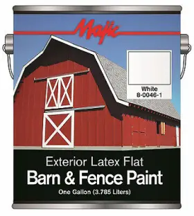 8-0046-1 Majic Town And Country Barn Fence Paint Flat Latex White Gallon