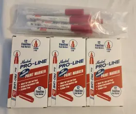 968749 Markal Lot Of 44 Paint Marker Fineline Red Color