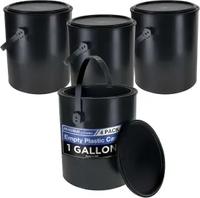 Master Airbrush 840234531600 4 Pack 1 Gallon Plastic Paint Cans Airtight Lid Rust Proof Dent