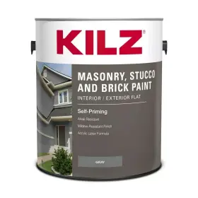 Masterchem 726085019743 Self Priming Masonry Stucco Brick Paint Interior/exterior Flat Gray 1 Gallon