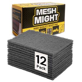 Meshmight Sp-12-mg 12-pack 6 Inch X9 Non-woven Scuff Pads - Gray P800 Aluminum Oxide Abrasive For