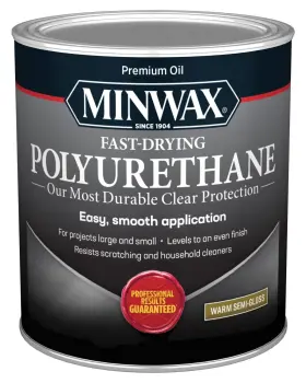 Minwax 027426630055 Fast Drying Polyurethane Protective Wood Finish Clear Semi-gloss 1 Quart
