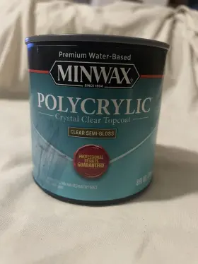 244444444 Minwax Polycrylic Crystal Clear Topcoat Semi-gloss 8oz 1/2 Pint New