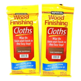 308240000 Minwax Pack Of 2 Stain Wood Finishing Cloths Dark Mahogany 8 Piece