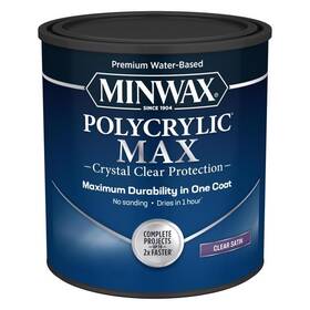 Minwax 611115555 4-pack Polycrylic Max Satin Crystal Clear Water-based Acrylic Wood