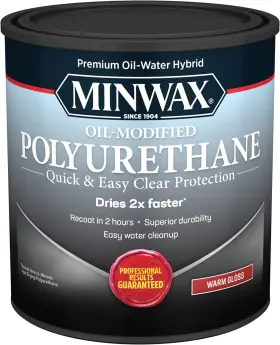 630150444 Minwax Water Based Oil-modified Polyurethane Warm Gloss Clear 1 Quart
