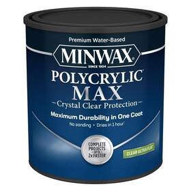 Minwax 644445555 Polycrylic Max Ultra Flat Clear Water-based 1 Qt