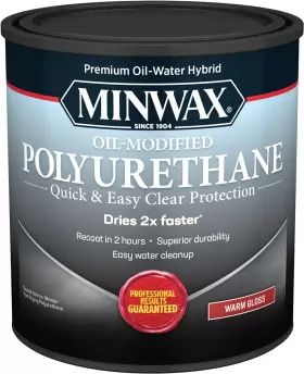 Minwax 696395837231 Water Based Oil-modified Polyurethane Warm Gloss Clear 1 Quart