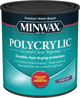 87984561 Minwax 63333 2 Quarts Water Based Polycrylic Crystal Clear Satin Topcoat Finish