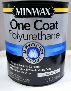 L356100000 Minwax One Coat Polyurethane Clear Gloss 3x Protection Water Clean Up 1 Quart