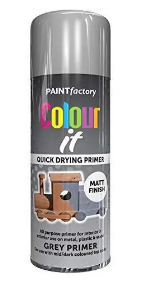 Paint Factory 055319517379 All Purpose Grey Primer Spray Wood Color 400 Ml