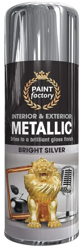 Paint Factory 055319517522 All Purpose Bright Silver Metallic Spray 400 Ml