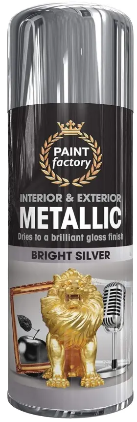 Paint Factory 061085620014 All Purpose Bright Silver Metallic Spray 400 Ml