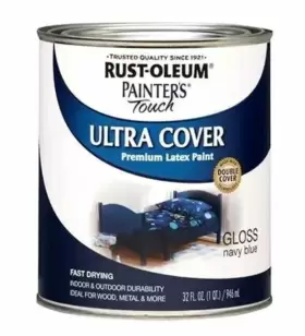 1922502 Painters Touch Rust-oleum Ultra Cover Premium Latex Paint Gloss Navy Blue Qt