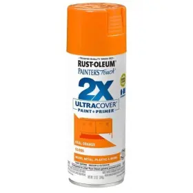 334043 Painters Touch 2x Rust-oleum Ultra Cover Paint Primer Real Orange Gloss Spray