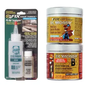 03060 Pc Products Wood Repair Epoxy 6 Oz Woody And 3.5 Rot Terminator Kit Tan