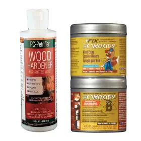 23440 Pc Products Pc-products Wood Repair Epoxy Paste Woody 6 Oz And Petrifier 8 Kit