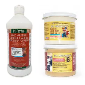 32244 Pc Products Pc-products Wood Repair Epoxy Woody 24 Oz And Petrifier 32 Kit Tan