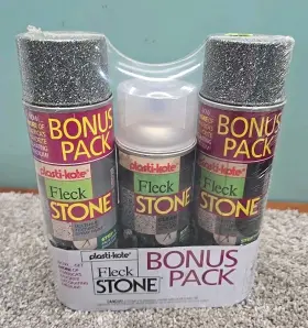 Plasti-kote 071915174346 Fleck Stone Spray Paint Pack Texture Faux Granite Finish Gray