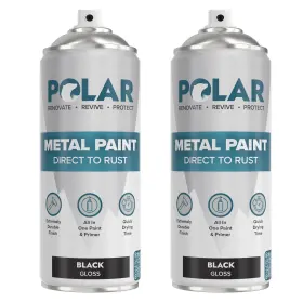 Polar Specialist Coatings 060649075345 Gloss Black Direct To Rust Spray Paint - 2 X 13.5fl Oz Protect And St