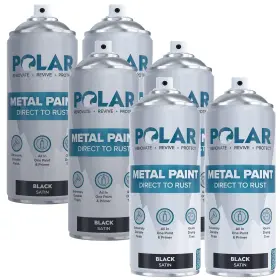 Polar Specialist Coatings 060964841212 Satin Black Direct To Rust Spray Paint - 6 X 13.5fl Oz Protect And St
