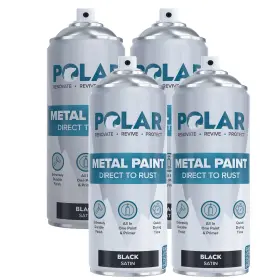 Polar Specialist Coatings 060964841885 Satin Black Direct To Rust Spray Paint - 4 X 13.5fl Oz Protect And St