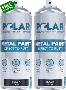 Polar Specialist Coatings 313031592537 Satin Black Direct To Rust Spray Paint - 2 X 13.5fl Oz Protect And Stop