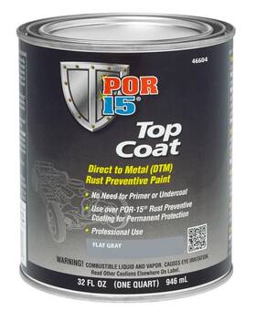 Por-15 46604 Por-15 Top Coat Primer Direct To Metal Paint Long-term Sheen Rention Gray Quart