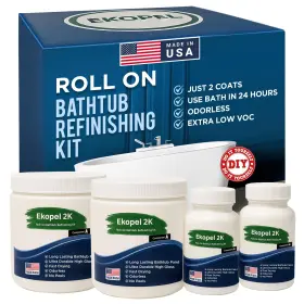Refinished Bath Solutions 723478140886 Ekopel Roll On Bathtub Refinishing Kit Odorless Tub Paint Ultra Dur