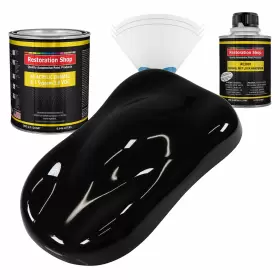 Restoration Shop 844926072044 Jet Black Gloss Acrylic Enamel Auto Paint - Complete Quart Kit Pr