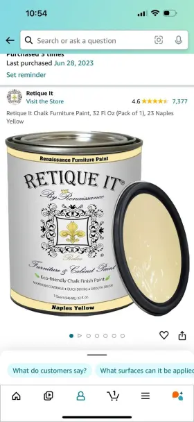 Retique It 641361344213 2 Renaissance Naples Yellow Chalk Finish Paint 32oz Max Coverage