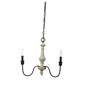 Robert Stevenson Lighting 191009537830 Magnolia - White Washed Wood And Metal Chandelier Matte Black Finish 3-light