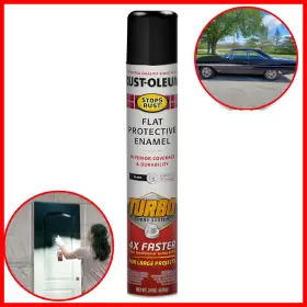 376298 Rust-oleum 020066009625 Stops Turbo Spray System Paint 24 Oz Flat Black