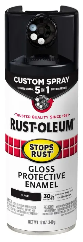 376884 Rust-oleum 020066011789 Stops Custom Spray 5-in-1 Paint 12 Oz Gloss Black