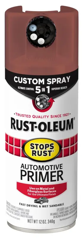 Rust-oleum 020066025014 Custom Spray 5-in-1 Flat Red Auto Primer Aerosol 12 Ounce