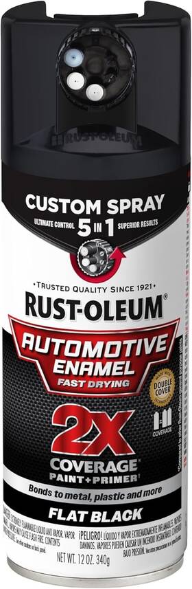 Rust-oleum 020066046569 Rust-oleum 2x Automotive Enamel 5-in-1 Spray Paint 12oz Flat Black Custom Finish