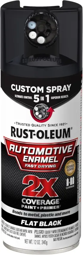 Rust-oleum 020066046569 2x Automotive Enamel 5-in-1 Spray Paint 12oz Flat Black Custom Finish