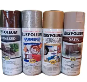 Rust-oleum 020066126827 Stops Lot Of 4 Outdoor 2 Hammered 1 Metallic Satin Spray Paint