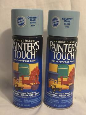 Rust-oleum 020066192488 Lot Of 2 Vintage Rust-oleum Painter S Touch #1924 Country Blue Gloss Spray Paint