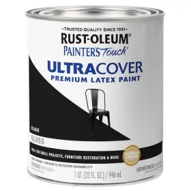 1513746 Rust-oleum 020066197957 Ultra Cover Gloss 1 Quart Premium Latex Paint Black New