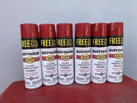 Rust-oleum 020066205782 Free Shipping Lot Of 6 Gloss Sunrise Red 15oz Cans - 25% More